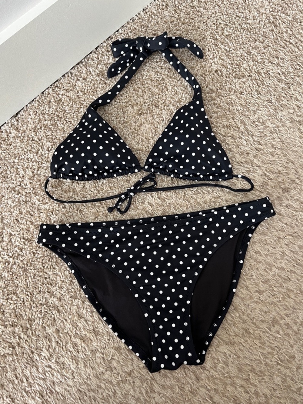 Victoria's Secret Black and White Polka Dot Bikini Set  - Size S / M